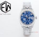 EW Factory Copy Rolex Datejust 31mm watch Blue Dial with Floral motif
